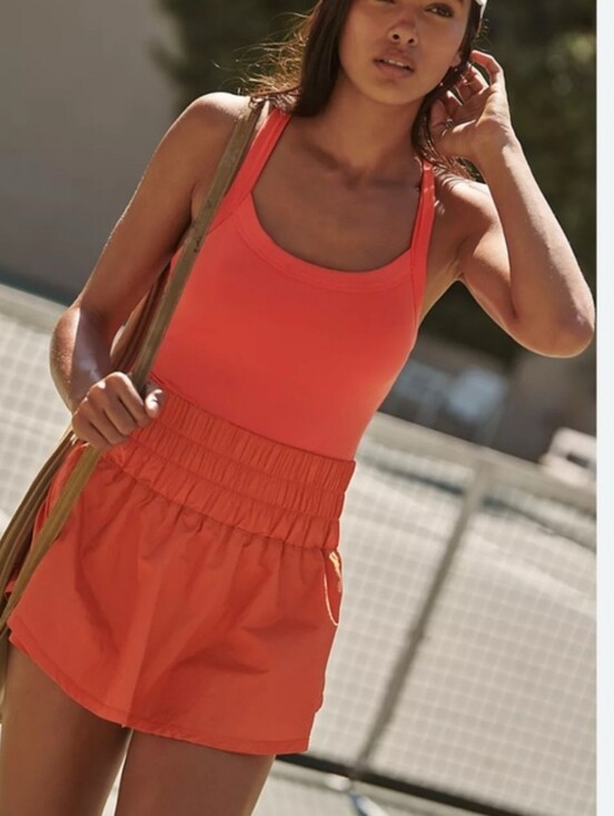 Free People Pants - Free People Movement Way Home Orange Skortsie Romper